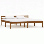 VidaXL Cadre de lit sans matelas marron miel pin massif 160x200 cm Modèle Lervessal - 283212