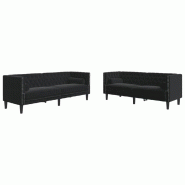 VidaXL Ensemble de canapé Chesterfield et traversins 2pcs noir velours Modèle Iermonel - 3209296