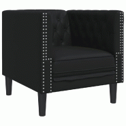 VidaXL Fauteuil Chesterfield noir similicuir Modèle Mervioris - 372652