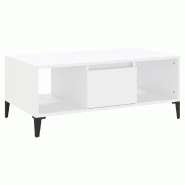VidaXL Table basse Blanc 90x50x36,5 cm Bois d'ingénierie Modèle Terrasse Vega Plus - 821068