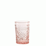 Zafferano Lot De 6 Gobelets Provenzale En Verre Coloré Rose Fait À La Main, Design Élégant Avec Décor En Relief Pour Une Table Raffinée Et Rusti
