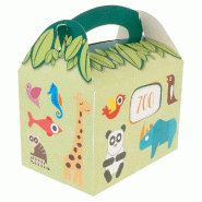 Boite menu à poignée enfants Zoo carton 17x16x10cm - par 300