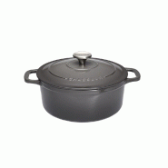 Cocotte ronde 20 cm chasseur gris caviar interieur noir 250 cl Rond Fonte émaillée Chasseur - gris 3244334720891