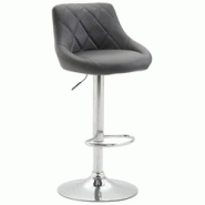 Décoshop26 - Tabouret de bar chaise haute x 1 avec coutures décoratives assise en PVC gris pieds métal 10_0005082 - gris 3000252451282 Décoshop26 - Tabouret de bar chaise haute x 1 avec coutures décoratives assise en PVC gris pieds métal 10_0005082 - gris 3000252451282