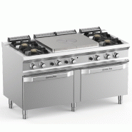 Fourneau 4 feux MBM sur 2 fours gaz + plaque coup de feu centrale DOMINA PRO