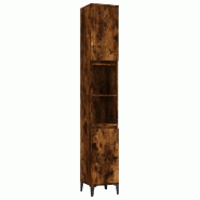 Helloshop26 - Armoire de bain chêne fumé design moderne 30 x 30 x 190 cm espace de rangement 2 étagères en bois d'ingénierie chêne 02_0048401 -