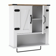 Helloshop26 - Armoire murale de salle de bain 60,5 x 20 x 72,5 cm rangement spacieux vintage style ferme en bois manufacturé blanc 20_0017787 - 30002