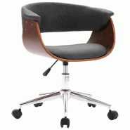 Helloshop26 - Chaise fauteuil siège pivotante de bureau informatique étude bois courbé et tissu gris 02_0024105 - gris métal 3000214686738