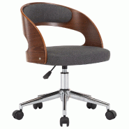 Helloshop26 - Chaise fauteuil siège pivotante de bureau informatique étude bois courbé et tissu gris 02_0024107 - gris métal 3000214688664