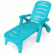 Helloshop26 - Chaise longue pliable dossier inclinable 127,5 x 75,5 x 105,5 cm confort pratique terrasse jardin en pp bleu 20_0011251 - 3000226622649