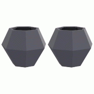 Helloshop26 - Lot de 2 jardinières rectangulaires élégantes pour extérieur 50 x 50 x 40 cm en acier anthracite 02_0053123 - acier 3000237770858