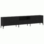 Helloshop26 - Meuble TV rectangulaire moderne rangement 200 x 25 x 44 cm en bois d'ingénierie chêne noir 02_0051971 - noir Bois massif 3000237185430