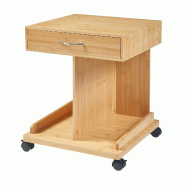 Helloshop26 - Table d'appoint à roulettes avec tiroir et 2 étagères bambou 57 x 43 x 43 cm naturel 03_0010981 - Bambou 3000225511838