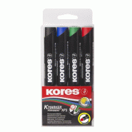 Kores Etui de 4 marqueurs permanents K-Marker XP1, pointe ogive, encre 4 coul. - 9023800209436