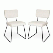 Kosmi Lot de 2 chaises Design MATYS en Velours côtelé coloris Beige - beige métal 3760301698197