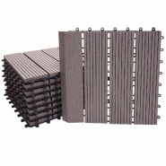 Mendler WPC Carreau de sol Rhône + finition, aspect bois balcon/terrasse, 11x chacun 30x30cm = 1m² Premium ~ gris linéaire vertical - gris Bois mas