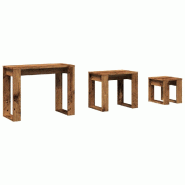 Tables gigognes 3 pcs vieux bois bois d'ingénierie Modèle Apex Atelier - 856678