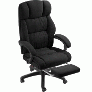 Tectake Chaise de bureau JILIEN avec repose-pieds et revêtement en velours - noir - 406163 - noir métal 406163