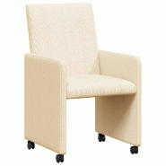 VidaXL Chaises de Salle à Manger avec Roues avec des roues 2 pcs Crème Modèle Élancé Horizon - 42017803