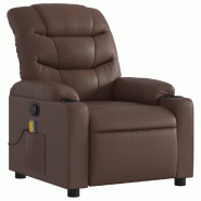 VidaXL Fauteuil de massage inclinable Marron Similicuir Modèle Gervoria - 8721012370999