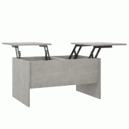 VidaXL Table basse gris béton 80x50x42,5 cm bois d'ingénierie Modèle Grandeur Chic - 809732