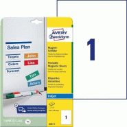 Avery Zweckform 5 étiquettes blanches magnétiques imprimables, format A4 - 210 x 297 mm - blanc J8867-5
