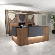 Banque d'accueil d'angle Delta avec 2 réhausses - 244, Gauche, Acacia foncé, Oui, Anthracite_0