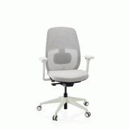 Chaise de bureau ergonomique Skandis sans appui-tête grise / piètement blanc hjh OFFICE - gris polyester 609011