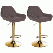 CLP Lot de 2 tabourets de bar Braga Gold tissu Marron - marron textile 325716 CLP Lot de 2 tabourets de bar Braga Gold tissu Marron - marron textile 325716