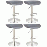 CLP Lot de 4 Tabourets de bar Anaheim assise en plastique et Pied trompette en métal Gris/Chrome - gris plastique 319932 CLP Lot de 4 Tabourets de bar Anaheim assise en plastique et Pied trompette en métal Gris/Chrome - gris plastique 319932