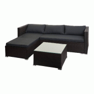 Décoshop26 - Salon de jardin en poly-rotin marron ensemble lounge balcon terrasse canapé avec table avec coussins gris foncé 04_0003249 - marron 30