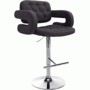 Décoshop26 - Tabouret de bar x1 avec repose-pied et accoudoirs capitonné en tissu noir support en métal chromé 10_0004792 - noir 3000252294711 Décoshop26 - Tabouret de bar x1 avec repose-pied et accoudoirs capitonné en tissu noir support en métal chromé 10_0004792 - noir 3000252294711