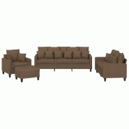 Ensemble de canapés 4 pcs avec coussins marron tissu Modèle AbriDurable 31 - 8721012066106