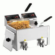 Friteuse électrique double 2 x 8L - avec robinet de vidange | GGM