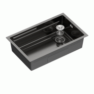 Gasfrit – Évier de cuisine avec siphon à encastrer pour plan de travail en acier inoxydable couleur noir, 1 cuve 70 x 44 x 21 cm - noir inox gfyl8