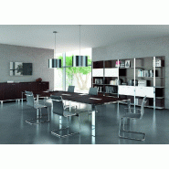 Grande table de réunion X7 avec pieds ouverts chromés - Officity - Chromé, Blanc, 480_0