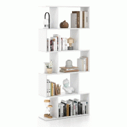 Helloshop26 - Bibliothèque 5 niveaux séparateur de pièce 70 x 23,5 x 158 cm design moderne en bois d'ingénierie blanc 20_0015032 - 3000228592742