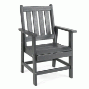Helloshop26 - Chaise de jardin d'extérieur de patio 61,5 x 61 x 95 cm confortable avec accoudoirs ambiance cosy en hdpe gris 20_0011174 - gris inox 3