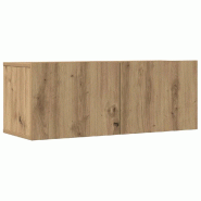 Helloshop26 - Lot de 2 meubles TV muraux moderne pratique 80 x 30 x 30 cm en bois d'ingénierie chêne artisanal 02_0051005 - Bois massif 3000236690751