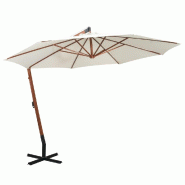 Helloshop26 - Parasol 350 cm poteau de bois blanc 02_0008037 - blanc Bambou 3000430447762
