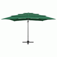 Helloshop26 - Parasol mobilier de jardin à 4 niveau x avec mât en aluminium 250 x 250 cm vert 02_0008798 - 3000471482722