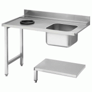 KBS Gastrotechnik KBS Table d'arrivée bassin à droite avec fond à trou pour déchets 1200x715x850 mm - inox 20390111