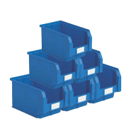 Lot de 15 bacs à bec en plastique bleu 12.5L - gerbables et résistants