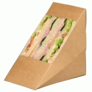 Packnwood FHC - 500Pcs - Triangle sandwich kraft triple à fenêtre - 82x123x123mm - marron en carton 209KCK8512 Packnwood FHC - 500Pcs - Triangle sandwich kraft triple à fenêtre - 82x123x123mm - marron en carton 209KCK8512