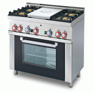 PLATEAU TOUT GAZ + 4 brûleurs avec four à gaz statique et grill. Dimensions 100x60 h90 cm. Porte en verre. Modèle TPF4-610G - 2242