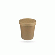 Pot alimentaire kraft brun 480 ml (16 oz) avec couvercle 9 x 7,5 x h 6,2 cm (25 U) - C4F726C