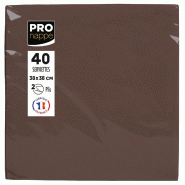 Pronappe - Réf.SV623811I - Carton de 1200 Serviettes ouate 2 plis - papier micro gaufré - 38 X 38 cm - 30 paquets de 40 serviettes Chocolat - marron