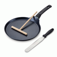 Set chandeleur crêpière 26 cm et 2 ustensiles Fackelmann Brandao - aluminium 3176239939972
