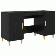 VidaXL Bureau avec porte Chêne noir 140 x 50 x 75 cm Bois d'ingénierie Modèle Orion Élégance - 886236