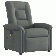 VidaXL Fauteuil inclinable de massage en tissu gris foncé Modèle Ordelanel - 8721158336330